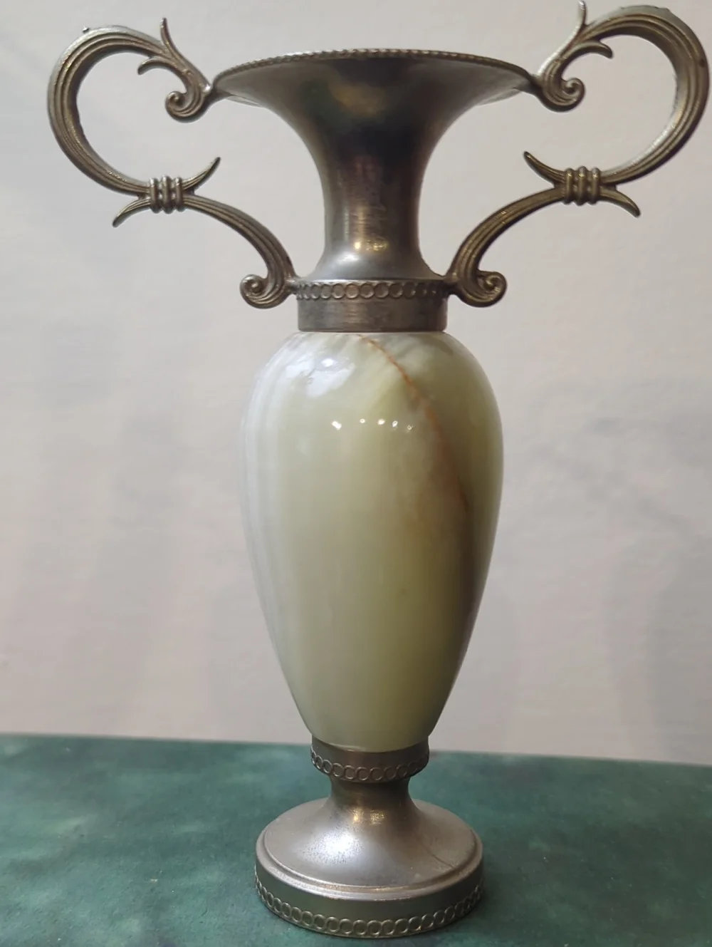 Vintage Italian Onyx And Metal Bud Vase